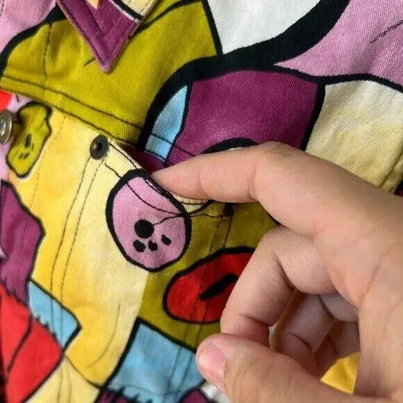 Vintage 90s mirror image surrealist multi colored patterned button up jacket - Picture 5 of 11